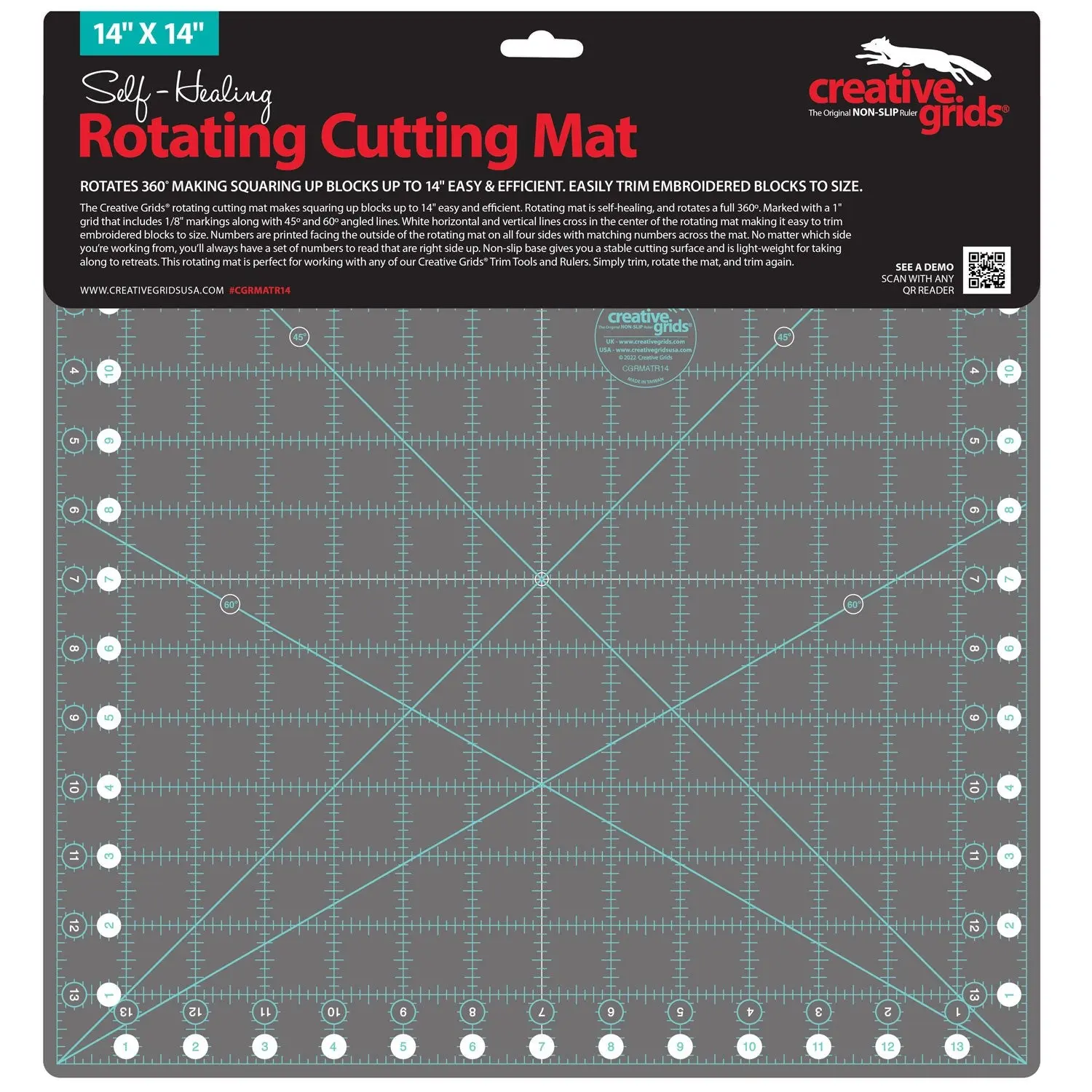 Creative Grids 14" Self-Healing Rotating Rotary Cutting Mat CGRMATR14