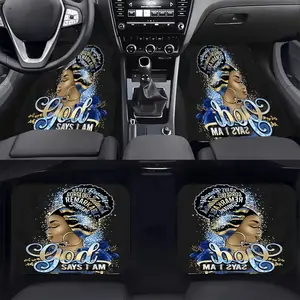 Set of 4 Car Floor Mats Featuring The Phrase "God Says I Am", Made from Soft Crystal Velvet. These Mats Provide Full Coverage for The Front And Rear of Your Vehicle'S Interior, Fitting All Types of Cars, Vans