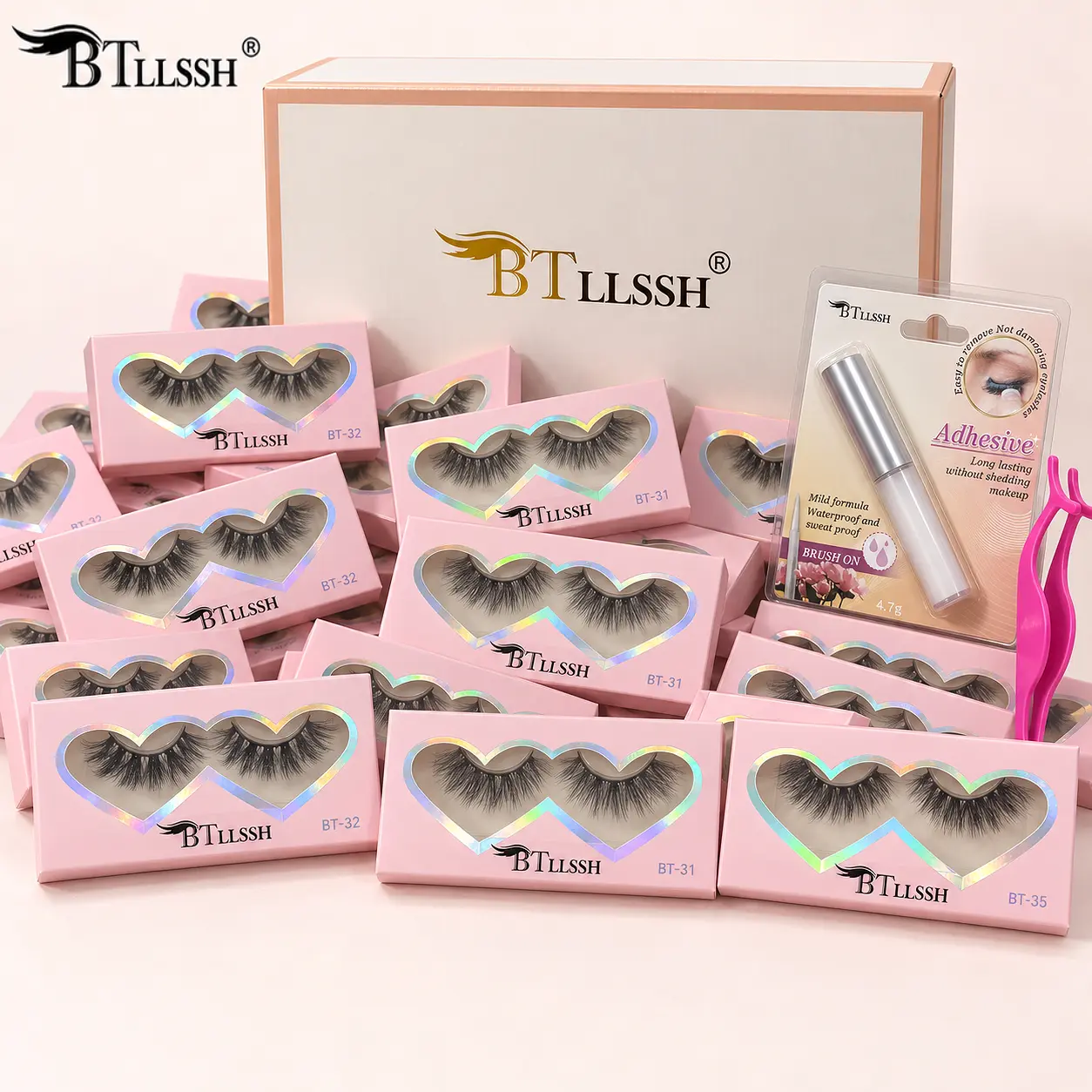 BTLLSSH 27-Pair Autumn Gift Box Lash Strips, 18mm Synthetic Doll Lashes,Christmas 3 Styles Cross Design, Thick Fluffy Premium Dense Faux Mink, Reusable Voluminous Natural Look for Parties, Makeup Supplies, Thick Lashes, D Curl