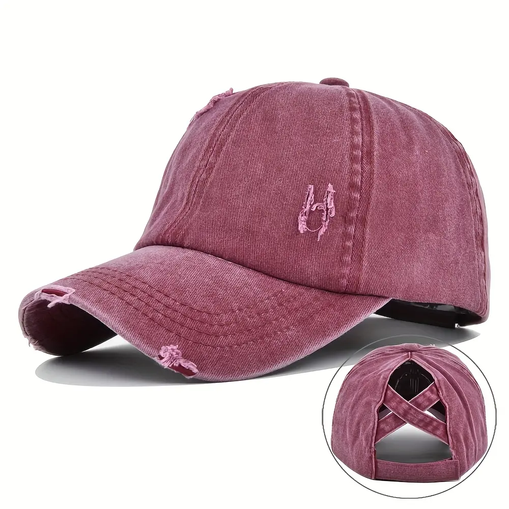 1 Women's Adjustable Baseball Cap - Lightweight, Breathable Summer Hat with Sun Visor, Ponytail Design, Suitable for Outdoor Sports and Leisure Activities, Fashionable Headwear, Solid Color, Sports Hat |   Adjustable Hat |   Lightweight