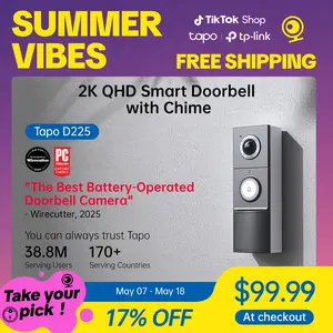 [Summervibes] TP-Link & Tapo D225 Smart Video Doorbell Camera with Chime | 2K QHD, 180° Head-to-Toe View, Battery or Hardwired, Color Night Vision, FREE Person/Package/Vehicle AI Detection, Ring-Call, 24/7 Local Storage, Home Security System