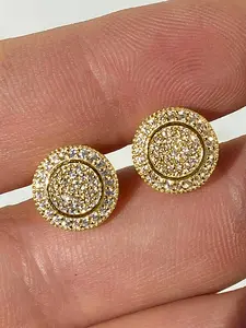 2pcs Fashion Rhinestone Decorated Round Shaped Earrings Jewelry, Anniversary Wedding Party Earrings Gifts for Women, High Quality Earrings