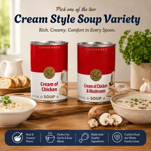 Cream Style Soup Variety, Chicken and Chicken Mushroom Condensed Soup for Cooking and Meal Prep