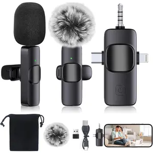 3 in 1 Professional  Microphone for ,Android,Camera,Lapel Mic with Noise Reduction,Mini Microphone  Clear Sound Quality for Recording,Live Streaming,,YouTube,Vlog