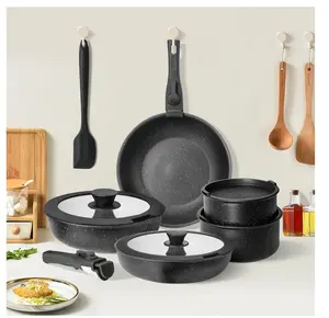12-Piece Nonstick Pots and Pans Set, With Removable Handle, Induction Cookware, Black