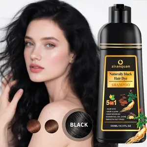 Salon-Quality Permanent Black Hair Dye Shampoo | Ammonia/PPD-Free | Long-Wearing + Hair Nourishment, 100% Gray Cover, 500ml Conditioner Haircare