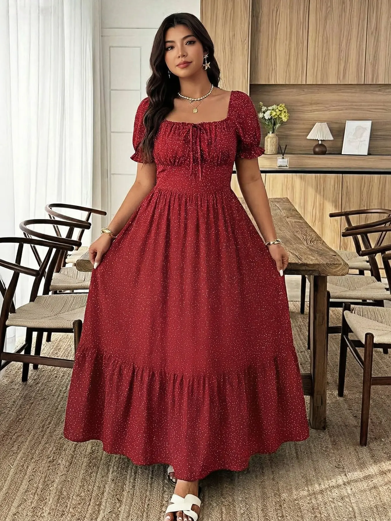 Boho Style Loose Fit Short Sleeve Dress, Elegant Lace-Up Design, High-Waisted Polka-Dot Pattern, Perfect for Daily Wear & Occasions, Bohemian, Casual Wear, Womenswear, Elegance, Casual Boho Chic - TikTok Shop Boho Style Loose Fit Short Sleeve Dress, Elegant Lace-Up Design, High-Waisted Polka-Dot Pattern, Perfect for Daily Wear & Occasions, Bohemian, Casual Wear, Womenswear, Elegance, Casual Boho Chic - TikTok Shop