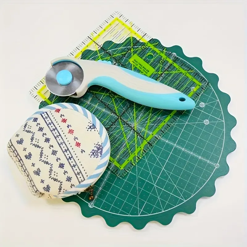 "Round Rotating Self-healing Cutting Mat - 20 Cm (8"") Diameter, Small Fabric Rotating Mat For Office School Supplies Quilting, Paper Crafts, Clay Crafts, Arts And Crafts - For Crafters & DIY Enthusiasts - Suitable for Quilting, Sewing