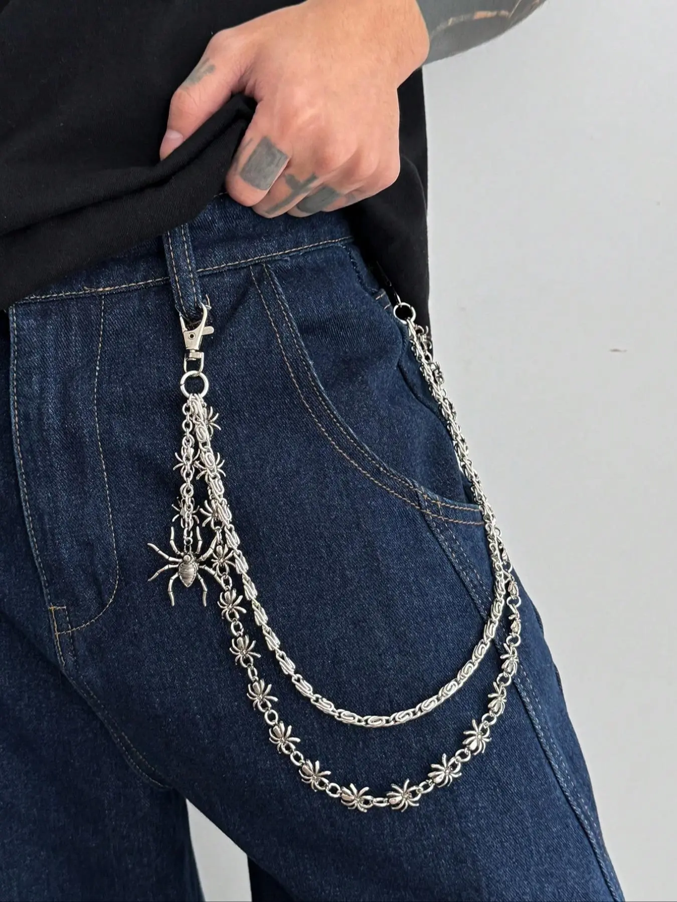 Men's Punk Spider Pendant Waist Chain, Halloween Street Style Alloy Jewelry, Pants Decoration Accessory, Perfect Gift for Him