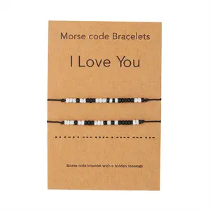 Set of 2 "I Love You" Morse Code Bracelets, Couple Adjustable Bracelets, Boyfriend/Girl/Women's Jewelry，Valentine's Day Gifts for Boyfriend or Girlfriend (I Love You)