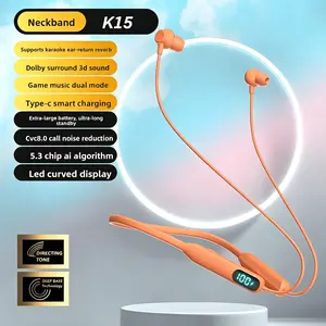 New Wireless Headphones Earbuds Wireless, Bluetooth Neckband Earphones with LED Display, CVC8.0 Noise Cancelling, Dual Mode for Gaming Music Sports