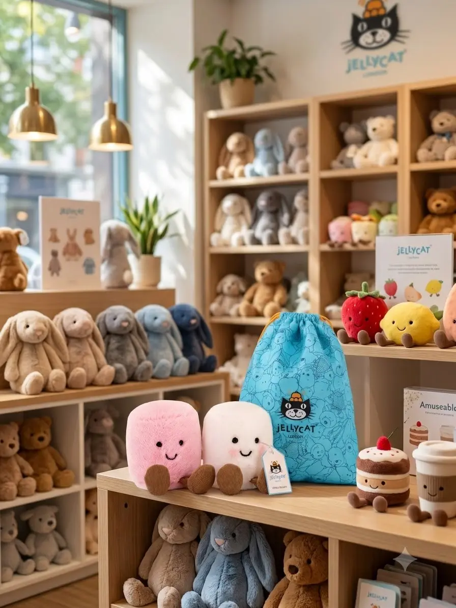 Official Jellycat Amuseables Pink and White Marshmallow Plush Toy, In-Stock in USA, Free Jellycat Gift Bag Included