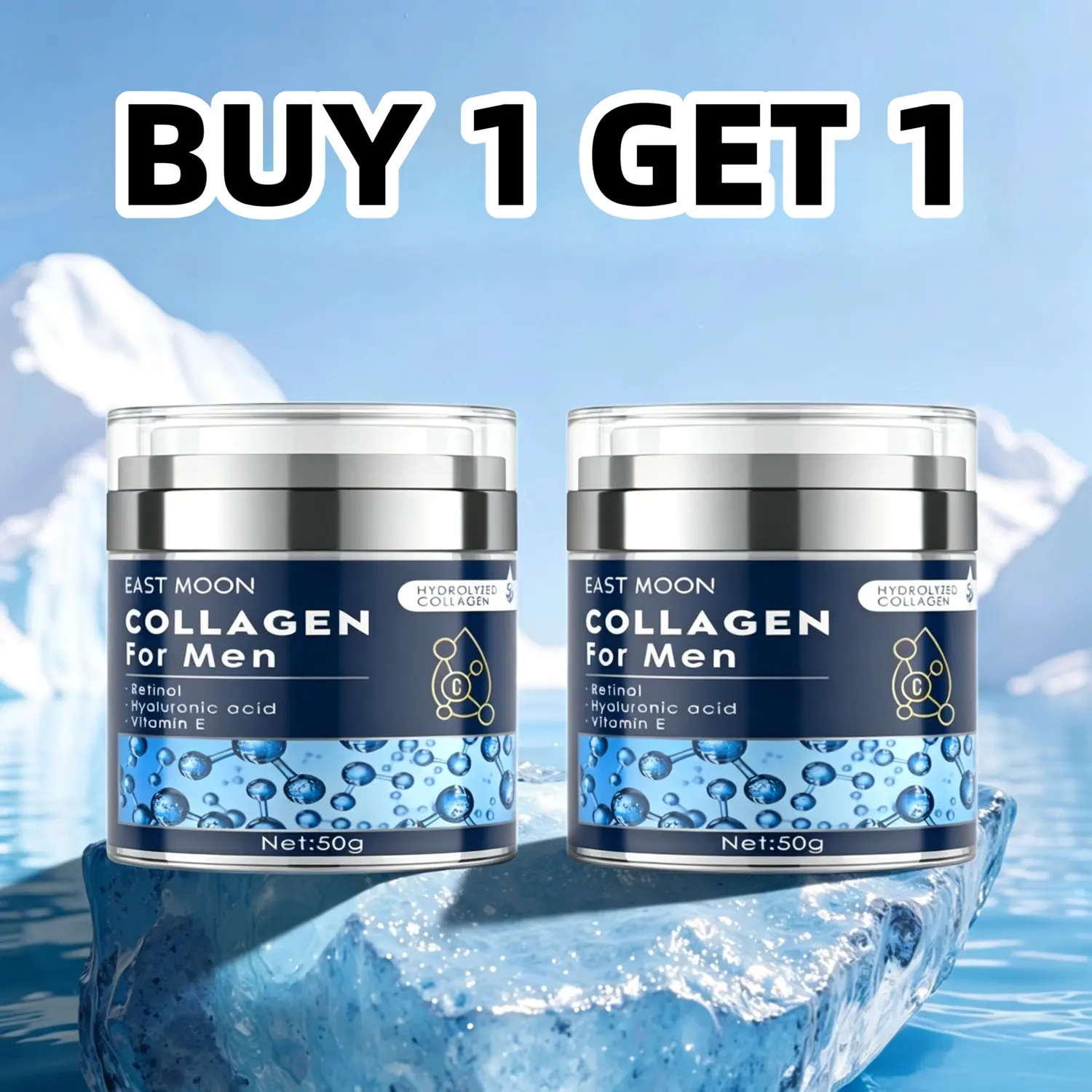 【BUY 1 GET 1】Collagen Men's Anti-Aging WrinkleCream,Men's Face Moisturizer Cream 50g.SkinFirming and Tightening Lotion,Firming Hyaluronic Acid Moisturizer Father‘s day gift Hydrating Anti-Aging wrinkle Cream Father‘s Day Gift
