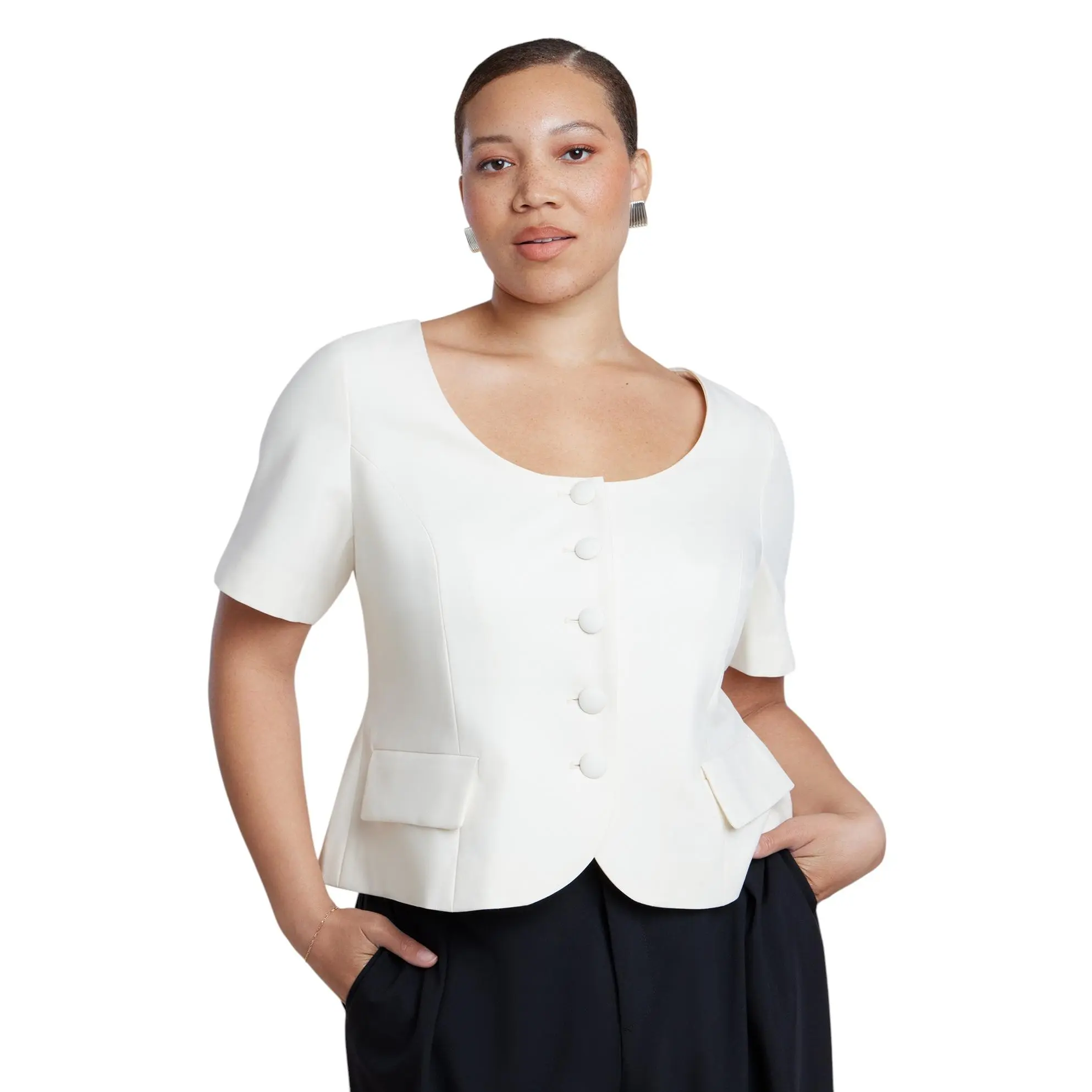ELOQUII Women's Plus Size Cinched Waist Short Sleeve Blazer