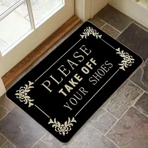 Please Take Off Your Shoes Mat Funny Welcome Mats for Indoor Outdoor Entrance Floor Mats Personalized Doormat Anti-Slip Gift Mat Black 2