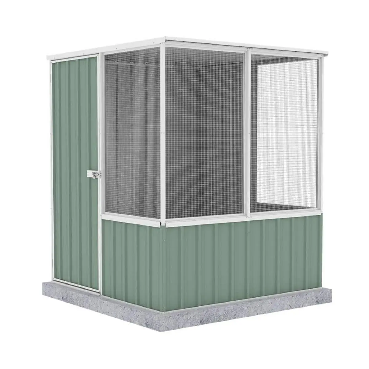 Absco 5x5 ft Pale Eucalypt Steel Panel Chicken Coop Enclosure - Secure Design, Wipe-Clean Surface, Easy-Access Door, DIY Installation Kit