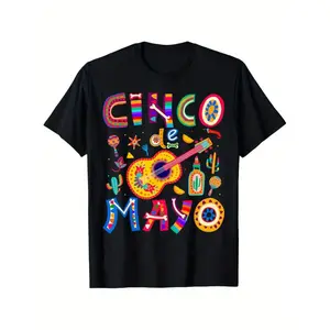 Cinco De Mayo Mexican Taco Funny 5 De Mayo Lets Fiesta Party T-Shirt100% Cotton Round Neck T-shirt Halloween Thanksgiving Christmas Gift for Men Women Family Friends
