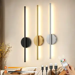 2-Pack Rechargeable Wall Lights, USB Minimalist Wall Lamps, Dimmable Lighting, /gold/silver Color, Touch and Remote Control, Dimmable, Indoor Decor