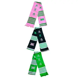 Alpha Kappa Alpha Pink Handwoven Kente Cloth Graduation Stole Sash, AKA Handwoven Kappa Kappa Cloth for Graduation Celebrations