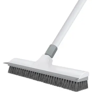 Floor Scrub Brush with 60 inch Long Handle, 2 in 1 Heavy Duty Stiff Bristle Floor  Brush and Scraper for Cleaning Shower, Tile, Bathroom, Kitchen, Deck, Garage, Patio