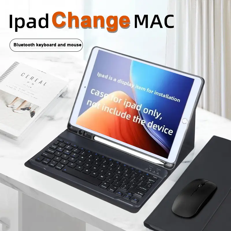 Compact Minimalist Wireless Bluetooth Keyboard Case with Pen Slot - Protective Cover + Keyboard + Mouse, Soft Shell Tablet Protector for iPad 2025 New Pro 11, Air 13, 10th Gen - Streaming, Notes Accessories