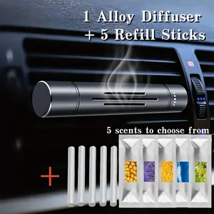 Car Air Freshener Set, Alloy Vent Clip Diffuser with Solid Scent Refills, Eliminates Odors & Provides Long-Lasting Fragrance, Car Interior Accessory, Car Interior Diffusers, Car Perfume Clip