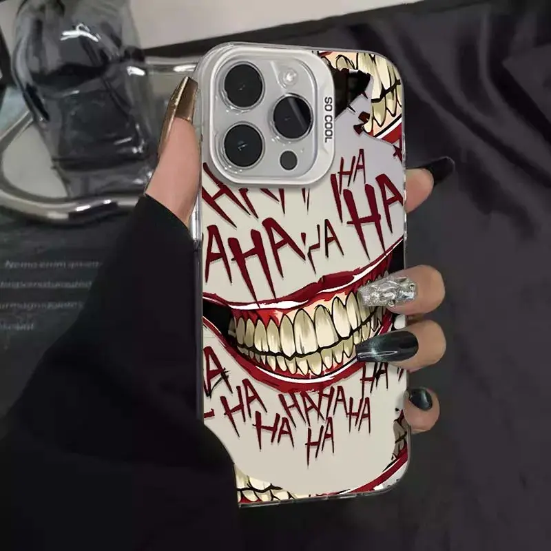 Y2K Grotesque Smile Clown Soft TPU Phone Case Shockproof Anti Drop Protective Cover For 13 14 15 16 17 Pro Max Series