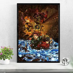 Tanjiro and Demon Slayer Corps with Water Attack, Demon Slayer, Anime Poster, Home Decor, Wall Art