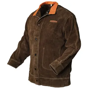 YESWELDER Heavy Duty Split Cowhide Leather Welding Jacket | Heat Flame Resistant Welder Coat for Men & Women | Work Safety Vest with Cotton Lining YESWELDER Heavy Duty Split Cowhide Leather Welding Jacket | Heat Flame Resistant Welder Coat for Men & Women | Work Safety Vest with Cotton Lining