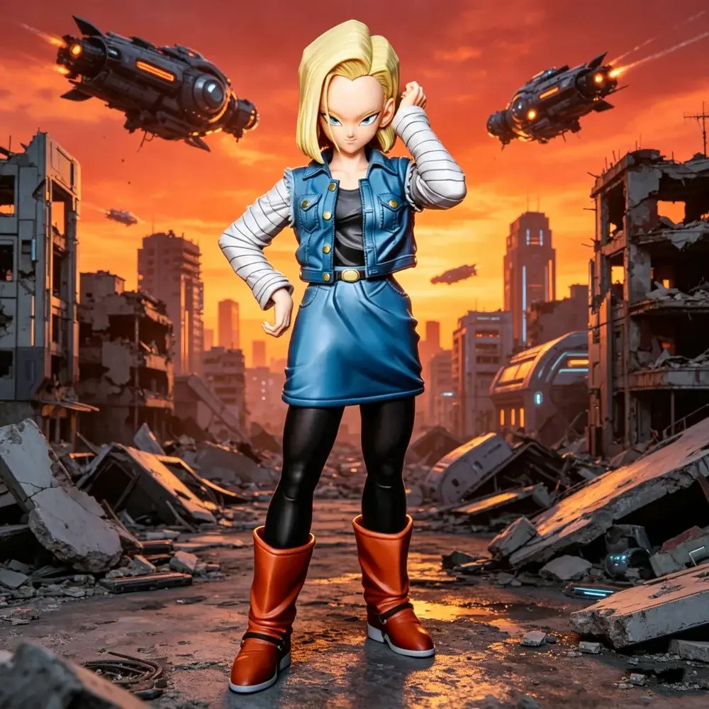 Anime Statue: Android 18 Figure (28 cm / 11.02 inches) — PVC Articulated Model, Collectible Toy, and Gift