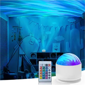Aurora & Water Ripple 2-in-1 Projector Light – 16 Color LED Atmosphere Lamp with Remote, USB-Powered Night Light for Bedroom, Parties & Relaxation Modern Mood Lighting Rgb Lighting Effects Halloween Decor Christmas Gift