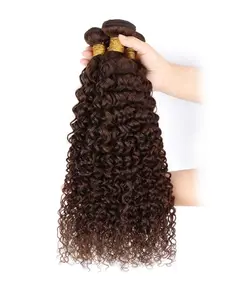 1PCS 4#-JC Jerry Curly Human Hair Bundle, Medium Brown Brazilian Hair