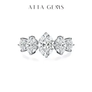 ATTAGEMS 8x6mm Oval Cut Lab Created Moissanite Engagement Ring - Elegant Women’s Wedding Jewelry Decorated Piece (R096 RU05), Engagement Rings