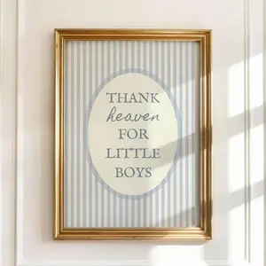 Thank Heaven for Little Boys, Baby Boy Nursery Decor, Printable Vintage Nursery Wall Art, Boy Nursery Prints Blue, Nursery Wall Art Poster No Frame
