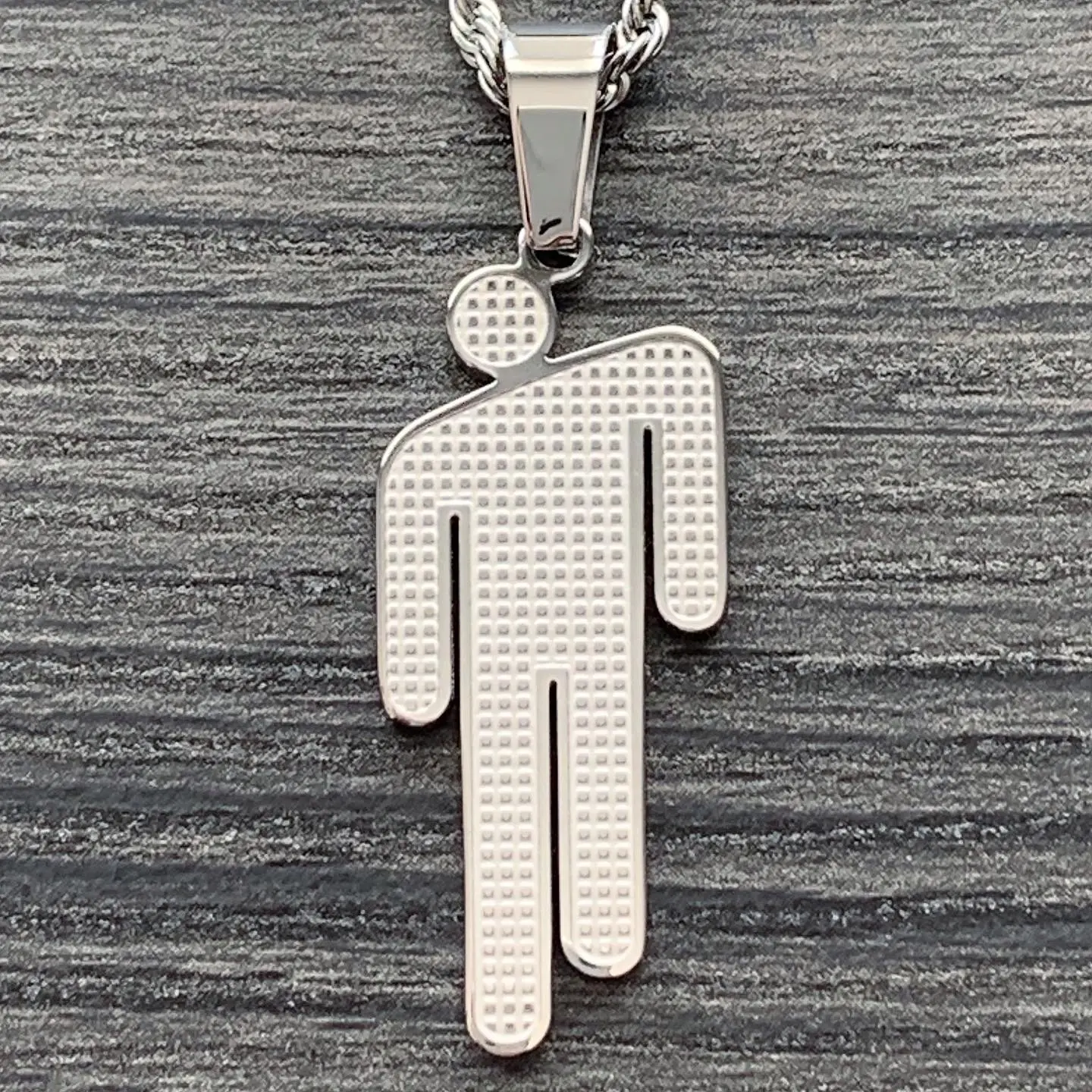 Blohsh Necklace - 1.25" Etched & Polished Stainless Steel Polo Pendant Laser Engraved Satin Finish Mirror Quality Shiny Reflective Choice of Chain Free Gift Included
