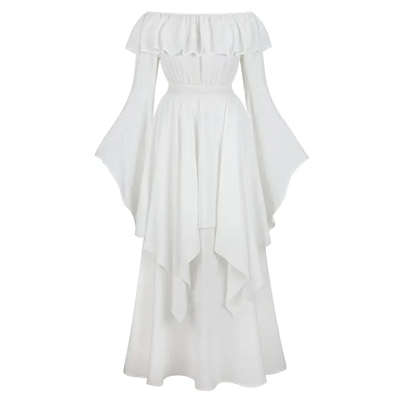 Women's White Polyester Renaissance Costume - Simple, Elegant Lady's Clothes for Pirate, Peasant Medieval Costume Use (6701-D1)