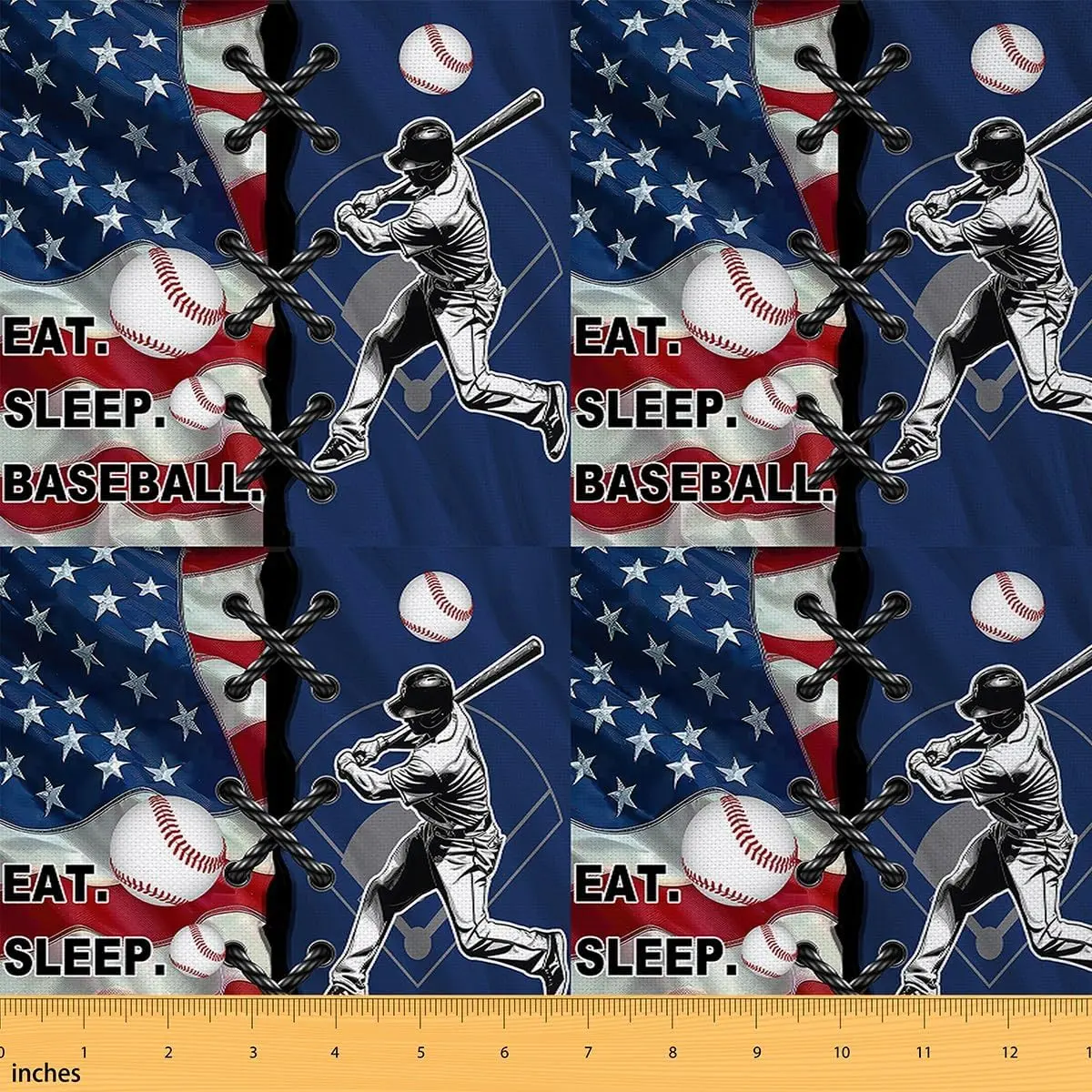 Feelyou Medium Weight All Weather Durable Polyester Baseball Fabric (2 yds) - Waterproof Decorative Upholstery Fabric for Cushions, Home Decoration, Ideal for Baseball Lovers, All Weather Fabric
