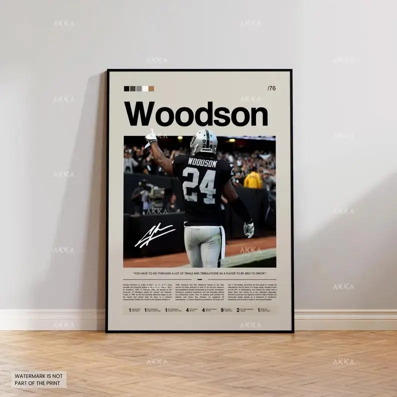 Charles Woodson Poster, Woodson Raiders Print, Las Vegas Raiders Art, Woodson Wall Decor