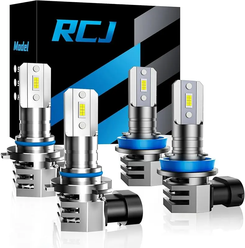 RCJ 2010-2015 Toyota Prius & 2012-2014 Prius C – 9005 High Beam + H11 Low Beam LED Headlight Bulbs, 6000K White, 800% Brighter, Plug & Play, 4-Pack