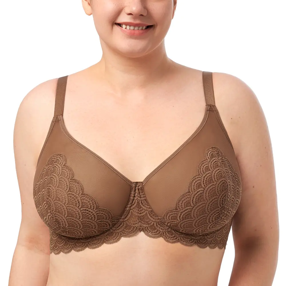 HSIA Mermaid Scales Plus Size Lace Mesh Unlined Full Coverage Underwire Bra dealsforyoudays