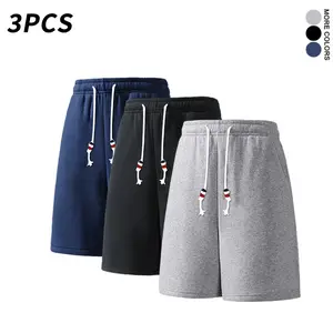 3PCS Men’s Casual Cotton–Polyester Blend Sweat Shorts, Loose Fit Drawstring Basic Shorts for Summer Streetwear & Everyday Wear (3PCS & 1PCS Options Available)