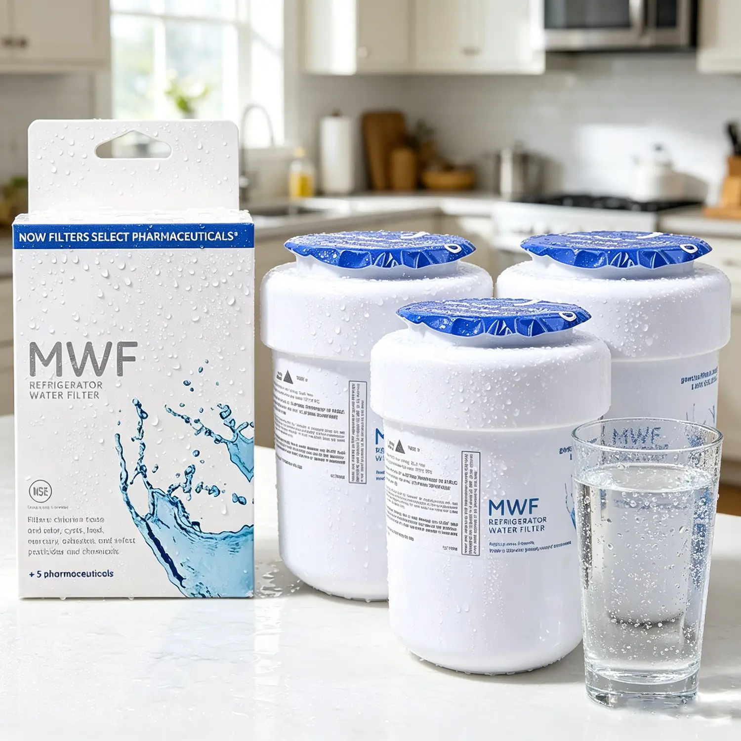 Smart Water Filters for Refrigerators NSF 42 Certified Cartridges Compatible with MWF, MWFA, MWFP, GWF, GWFA, 46-9991, HDX FMG-1, WFC1201