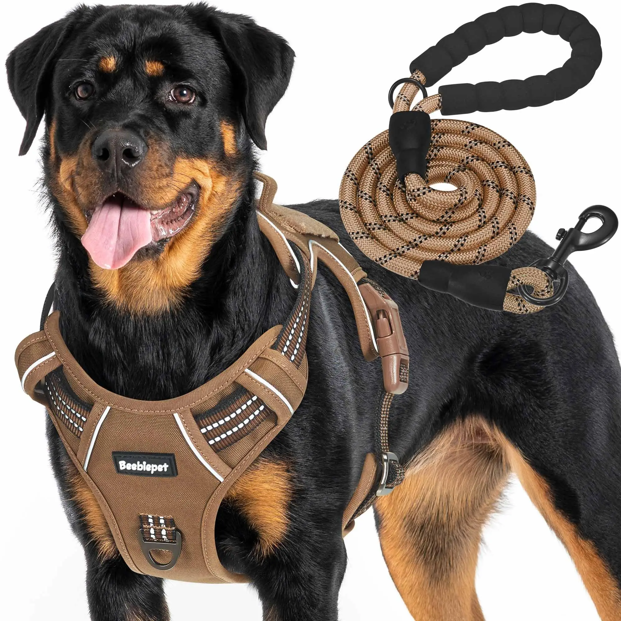Heavy Duty Tactical Dog Harness for Large Dogs, No Pull Adjustable Pet Harness Reflective Service Training Easy Control Pet Vest Military K9 Working D