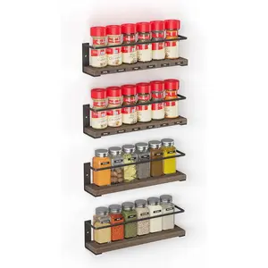 Rack Organizer for Cabinet Door or Wall Mount (4 Pack) with 415  Labels -   Seasoning Shelf for Cupboard Pantry or over the Stove