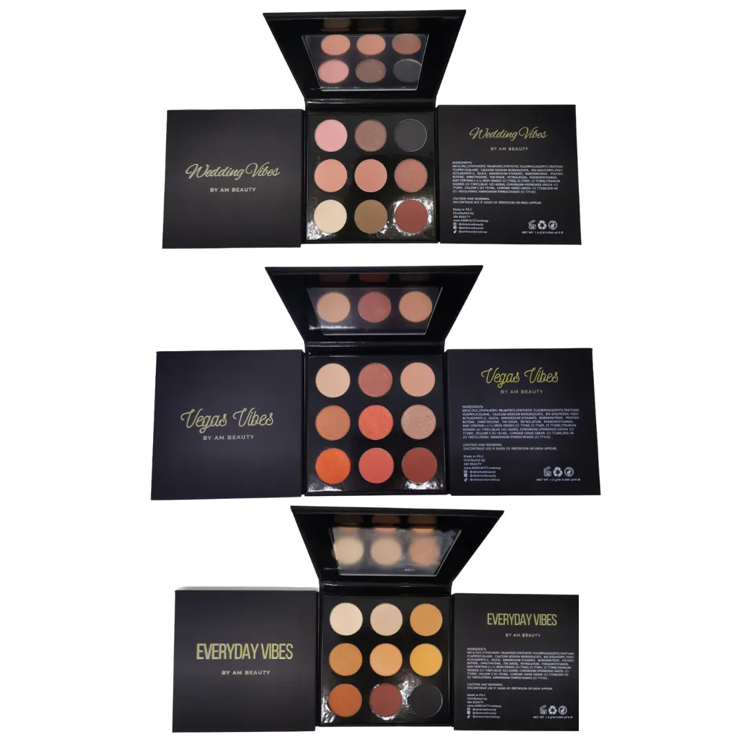 ABIE MAE BEAUTY Vibes collection eyeshadow palletes Glitter matte Wedding everyday las vegas