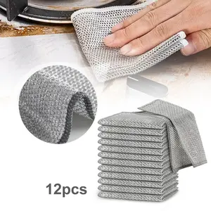 12 PCS Multipurpose Wire Dishwashing Rags, Metal Wire Dishwashing Cloths Towels Scrubs Cleans, Wet and Dry Wire Dishwashing Rags Non-Scratch Wire Dishcloth for Dishes, Sinks