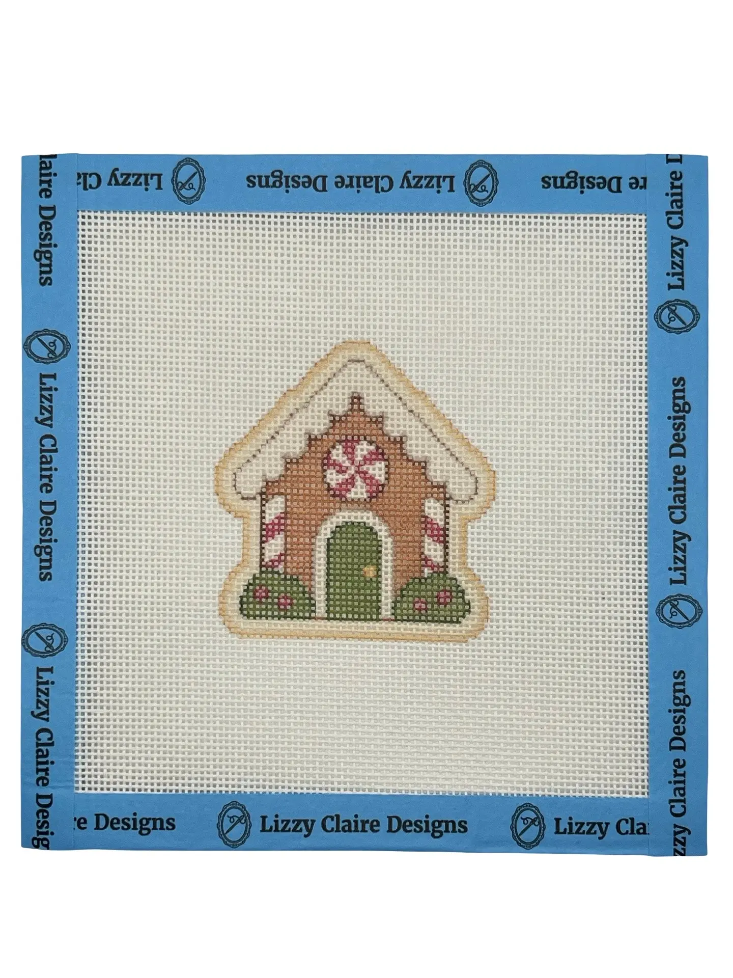Gingerbread House - The Royal Icing Collection - 18 mesh - 6 x 6 - Needlepoint Canvas - Lizzy Claire Designs