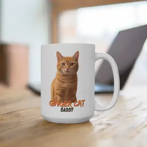 Ginger Cat Daddy Mug - Perfect Gift for Cat Lovers, Funny Cat Mug, Animal Lover's Coffee Cup, Birthday Gift, Pet Parent Mug Ceramic Drinkware