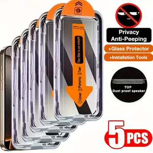 5-Pack Screen Protector for Apple iPhone 17 Air/16/15/14/13/12/11 Pro Max/Plus/Mini, Accessories, Tempered Glass, Anti-Scratch Privacy Protection, Easy-to-Install Bubble-Free Durable Design, Fits Models 11 to 16
