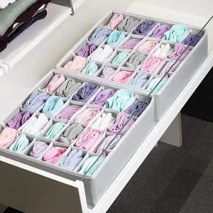 Sock Underwear Clothes Organizer Dividers, Fabric Foldable Drawer Organizer for Dresser Closet Organizers, Storage Boxes, Fabric Storage Bins, Divided Compartments, Collapsible Storage Box for Storing Socks, Handkerchiefs, Organizer